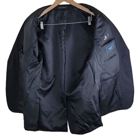 CHAPS Pure Wool Suit Blazer Men's size 42R Two Button Black Vintage - Picture 3 of 11